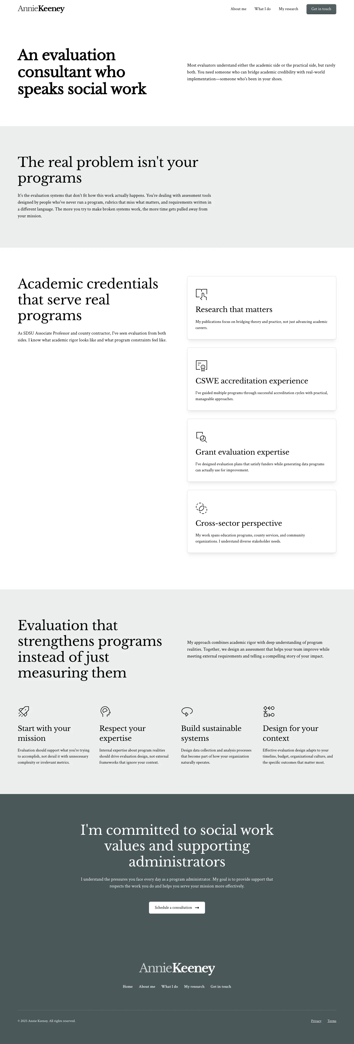 About page, full page