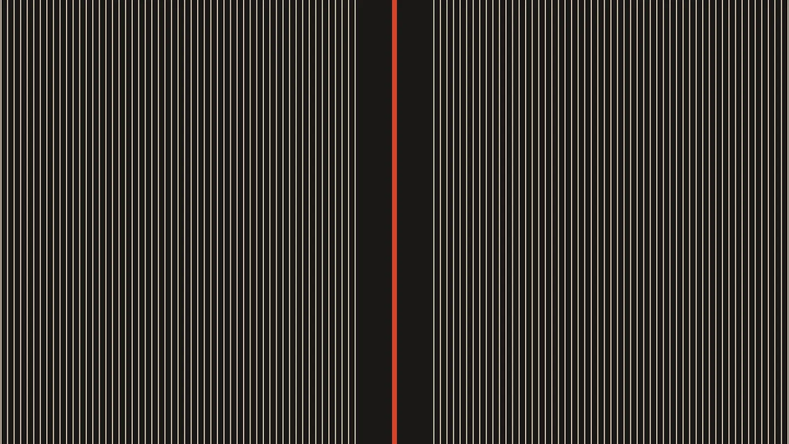 Even cream lines on ink, with one red line holding the centre