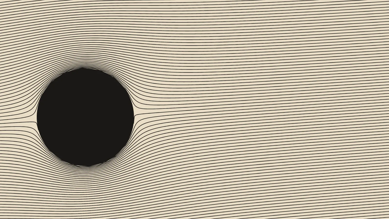 Fine lines bending around a solid ink circle