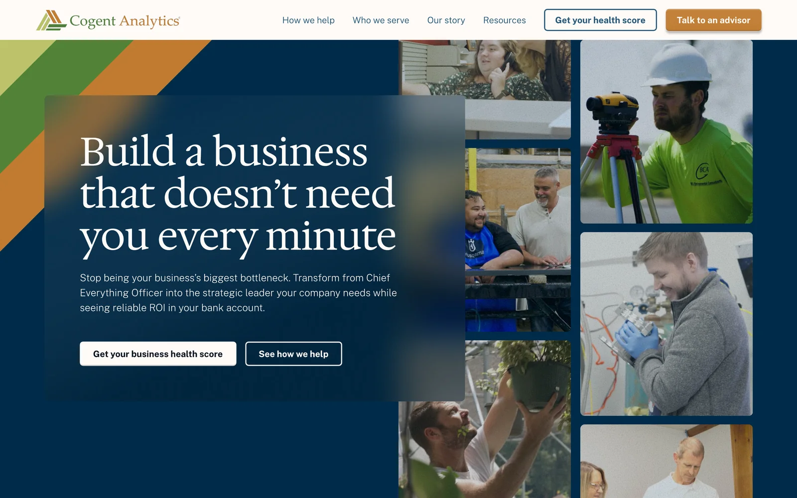 Cogent Analytics homepage hero, live site