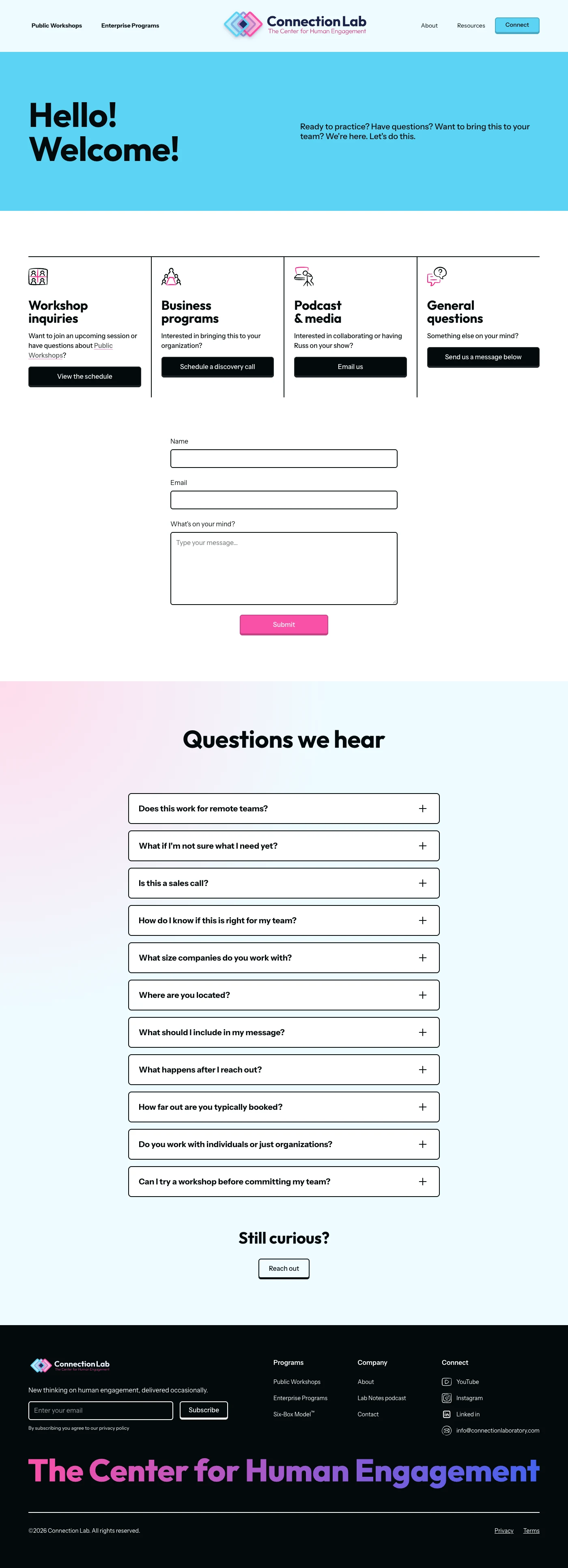 Contact page, full page