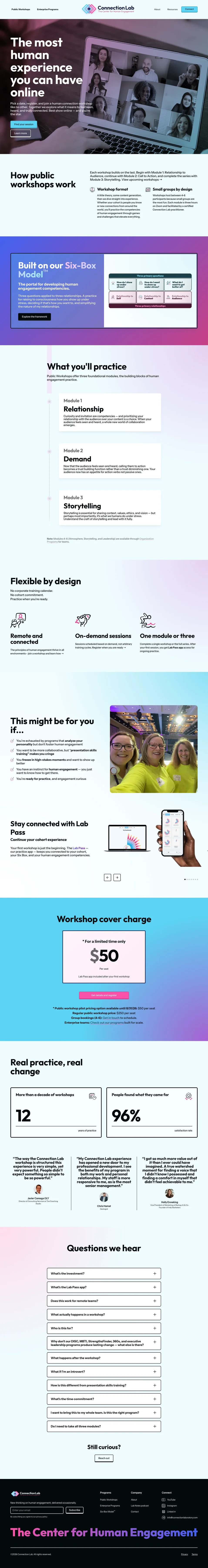 Public Workshops page, full page