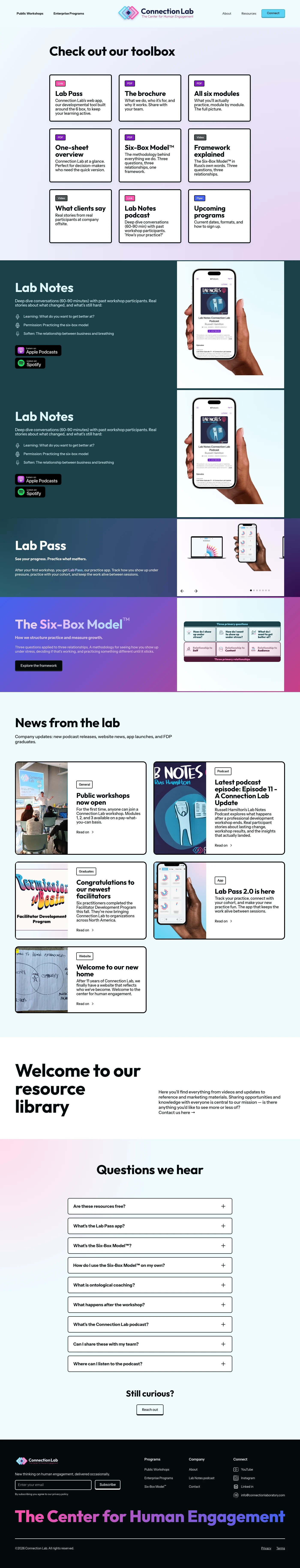 Resources page, full page