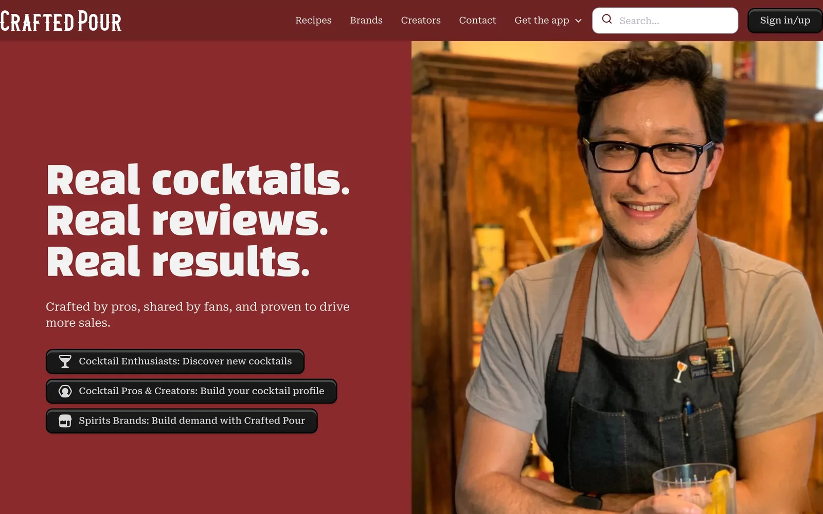 Crafted Pour homepage hero