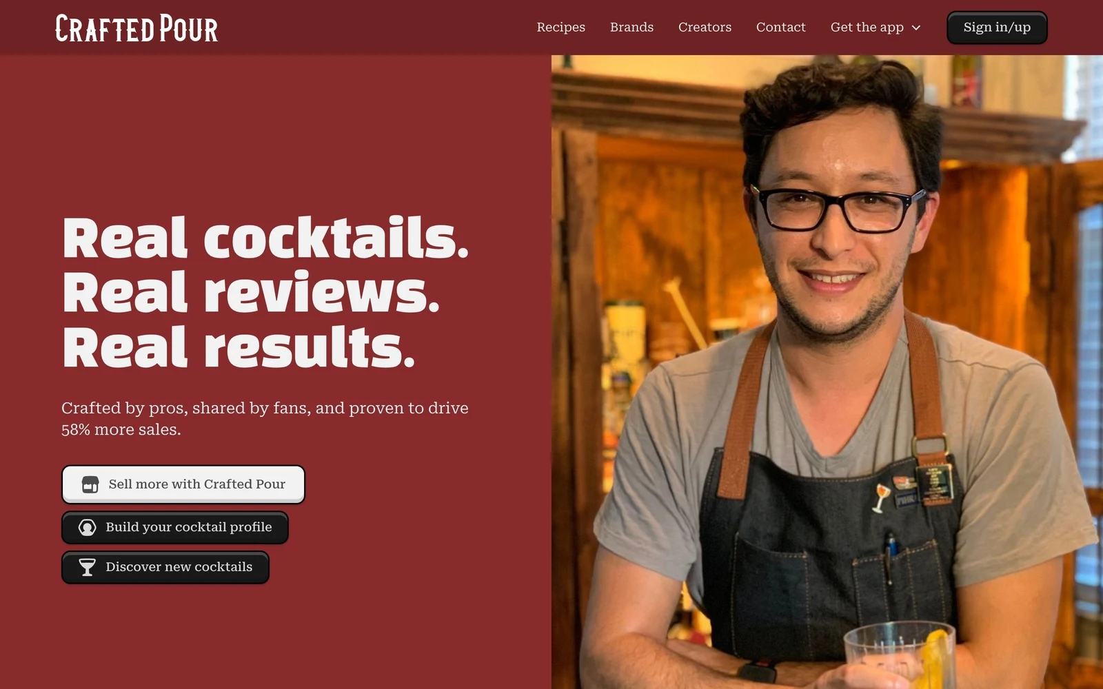 Crafted Pour homepage hero