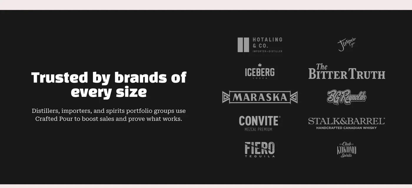 Client logo wall on a dark band