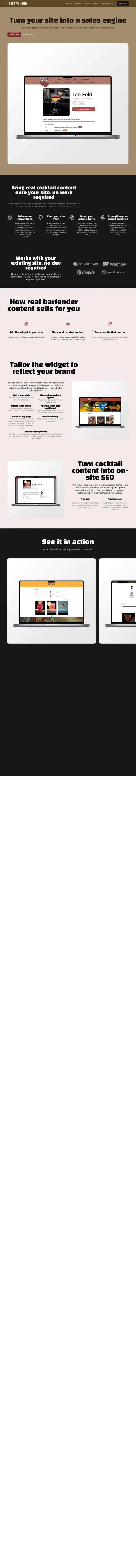 Widget product page, full page
