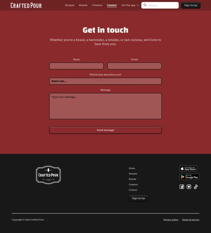 Contact page, full page
