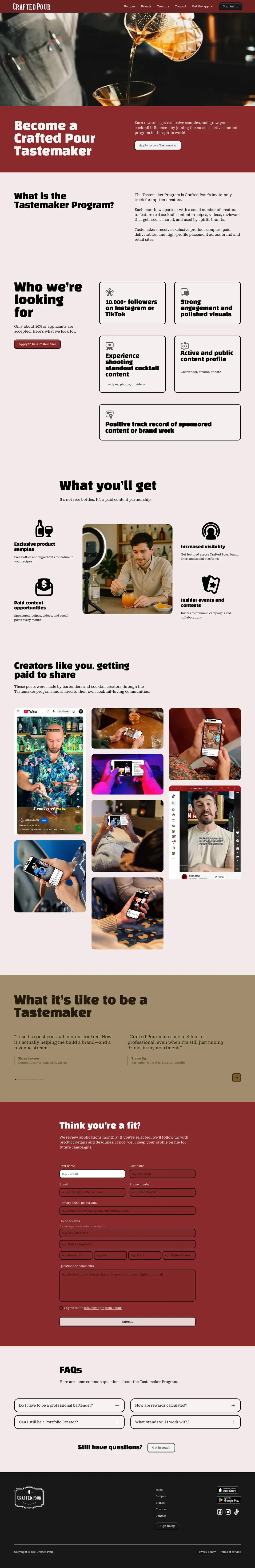 Creators, Tastemakers page, full page