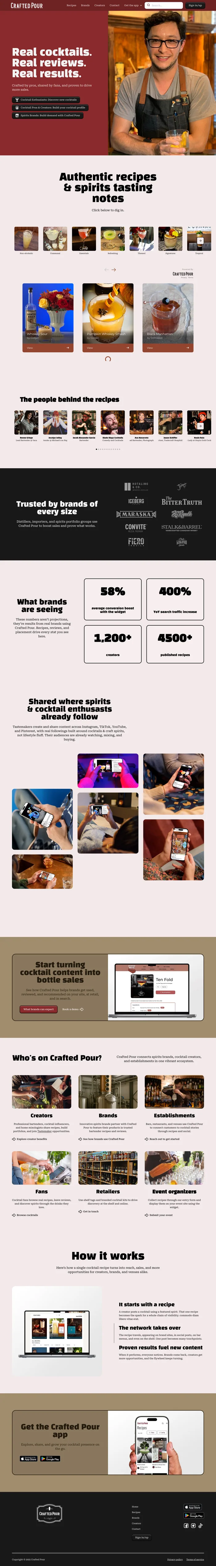 Crafted Pour homepage, full page