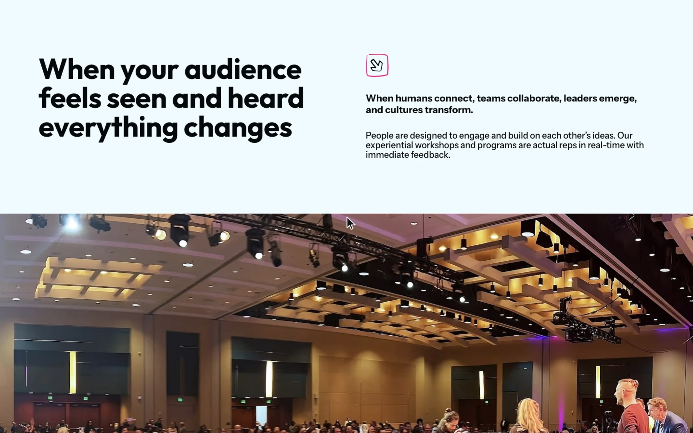 Audience section on the homepage