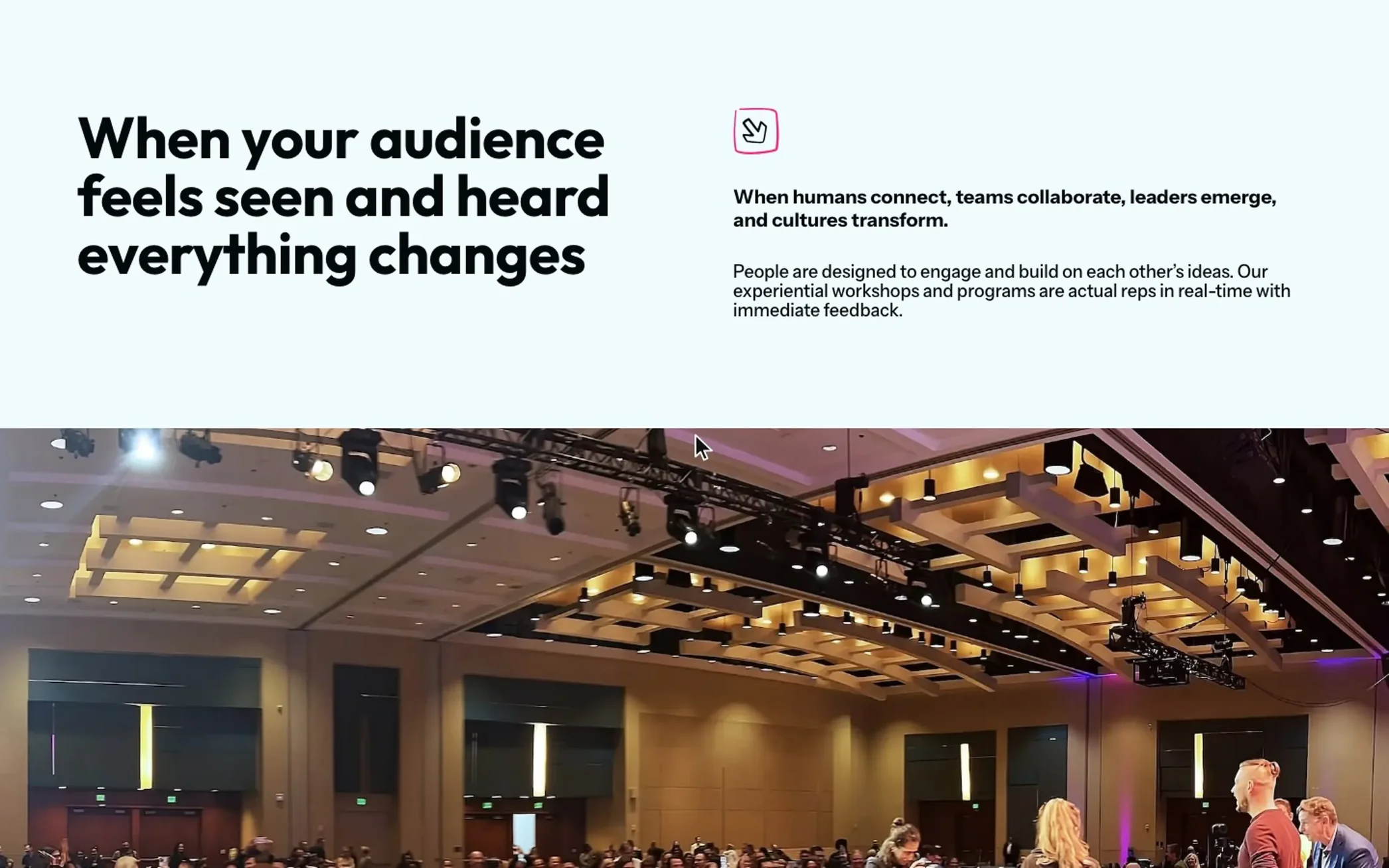 Audience section on the homepage